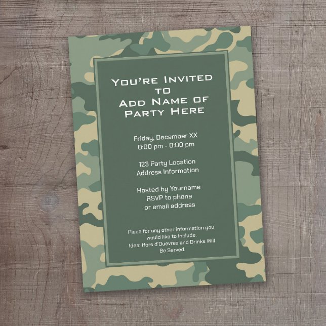Military Camouflage Birthday Party Invitation