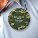 Military camouflage Birthday Party Theme Custom Button<br><div class="desc">Camouflage theme design - Perfect for a member of the military or a hunter. The green colors can be changed in the advanced design area.</div>