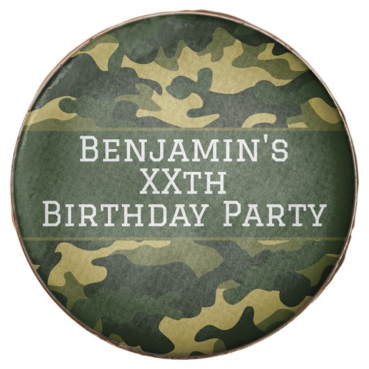 Military camouflage Birthday Party Theme Custom Chocolate Covered Oreo (Front)
