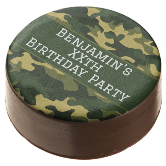 Military camouflage Birthday Party Theme Custom Chocolate Covered Oreo (Angled)