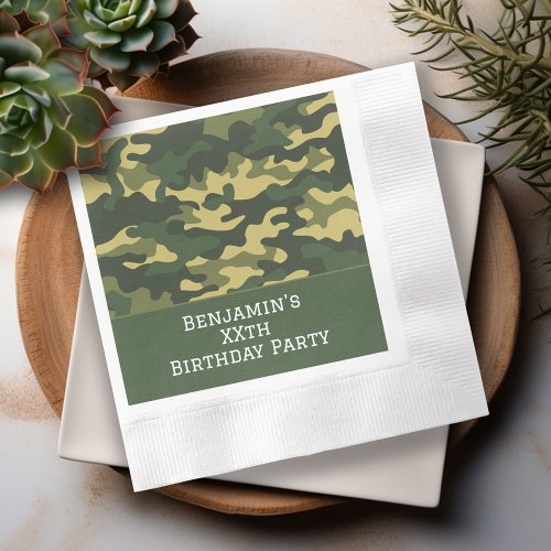 Military camouflage Birthday Party Theme Custom Napkins