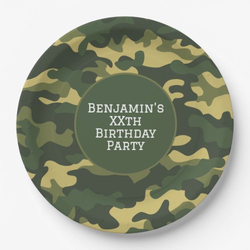 Military camouflage Birthday Party Theme Custom Paper Plates