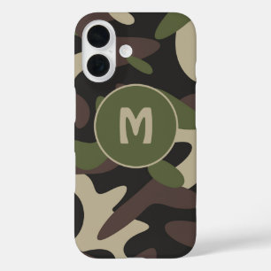 Military Camouflage Cameo Green Pattern Monogram iPhone 16 Case