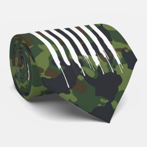 Military Camouflage Camo White US Flag Neck Tie