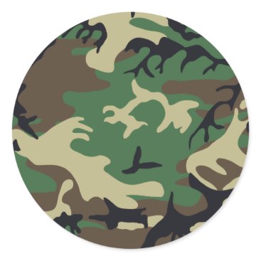 Military Camouflage Classic Round Sticker Military Camouflage Classic Round Sticker