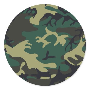 Military Camouflage Classic Round Sticker Military Camouflage Classic Round Sticker