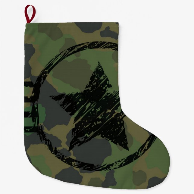 military camouflage design large christmas stocking (Front)