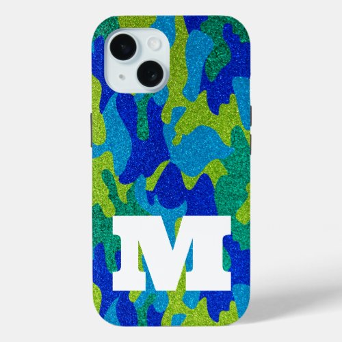 Military Camouflage Glam Glitter Sparkle Chic      iPhone 15 Case