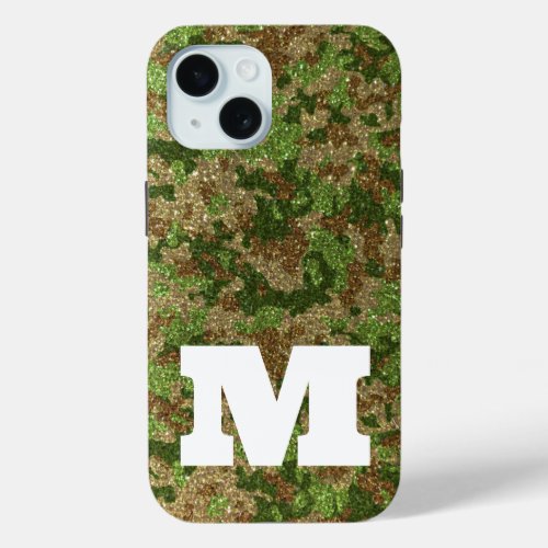 Military Camouflage Glam Glitter Sparkle Chic      iPhone 15 Case