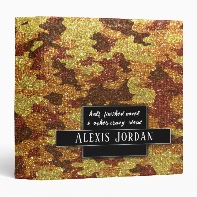 Military Camouflage Glitter Recipe Photo Album 3 Ring Binder (Front/Spine)