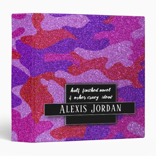 Military Camouflage Glitter Recipe Photo Album 3 Ring Binder