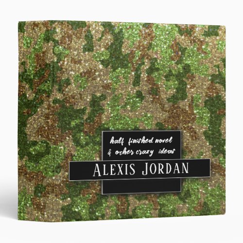 Military Camouflage Glitter Recipe Photo Album 3 Ring Binder