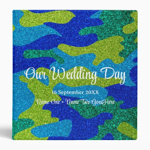 Military Camouflage Glitter Wedding Photo Album 3 Ring Binder