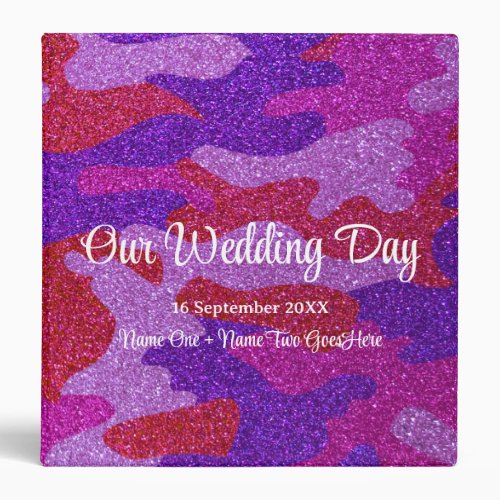 Military Camouflage Glitter Wedding Photo Album 3 Ring Binder