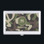 Military Camouflage Green Brown Pattern Custom Business Card Case<br><div class="desc">Military Camouflage Green Brown Pattern Custom Business Card Case has a military look great for those who have served our country or just like the camouflage look.  Personalize with your initial or give as a gift to that special person in your life.</div>