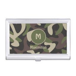 Military Camouflage Green Brown Pattern Custom Business Card Case