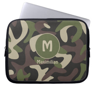 Military Camouflage Green Brown Pattern Custom Laptop Sleeve