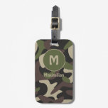 Military Camouflage Green Brown Pattern Monogram Luggage Tag