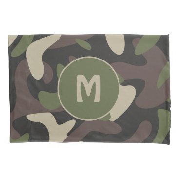 Military Camouflage Green Brown Pattern Monogram Pillow Case Military Camouflage Green Brown Pattern Monogram Pillow Case