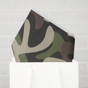 Military Camouflage Green Brown Pattern Tissue Paper