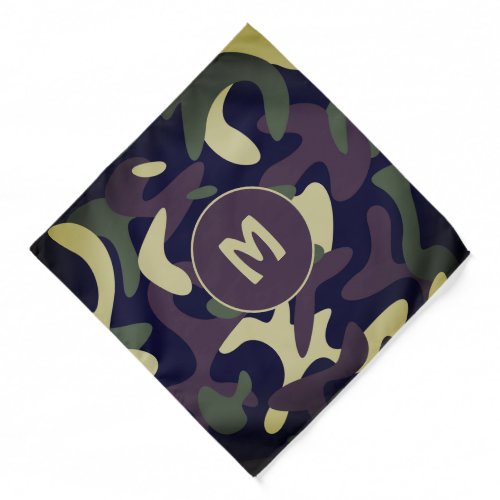 Military Camouflage Green Camo Pattern Monogram  Bandana