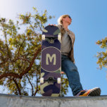 Military Camouflage Green Purple Monogram Skateboard<br><div class="desc">Military Camouflage Green Purple Monogram Skateboard has a military look great for those who have served our country or just like the camouflage look.  Have fun and Personalize with your initial.</div>