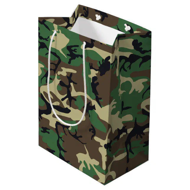 Military Camouflage Medium Gift Bag (Back Angled)