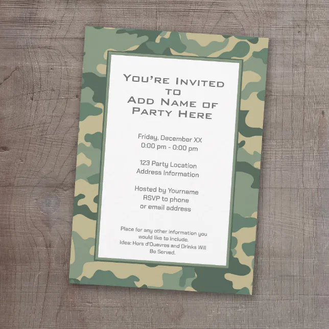 Military Camouflage Party Invitation | Zazzle