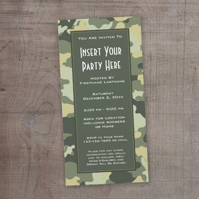 Military Camouflage Party  Invitation