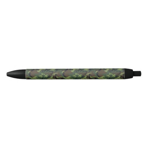 Military camouflage pattern black ink pen