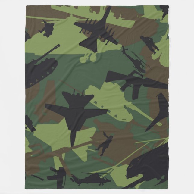 Military Camouflage Pattern Fleece Blanket (Front)