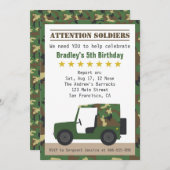 Military Camouflage Pattern Soldier Boy Birthday Invitation (Front/Back)