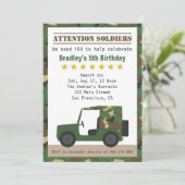 Military Camouflage Pattern Soldier Boy Birthday Invitation (Standing Front)