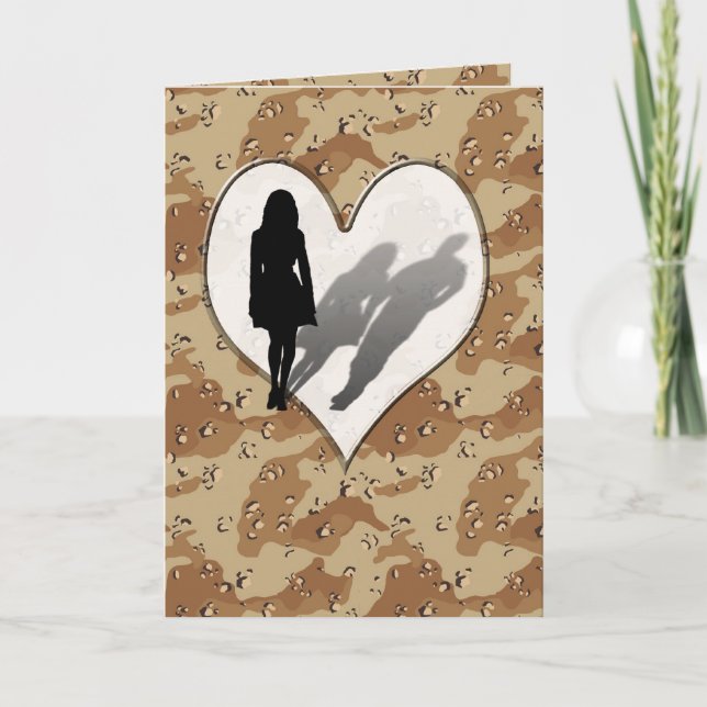 Military Camouflage Pattern ~ Woman Missing Man Card (Front)