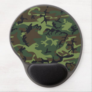 Military Camouflage Pattern, Woodland Style Gel Mouse Pad