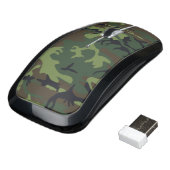 Military Camouflage Pattern, Woodland Style Wireless Mouse (Angled)