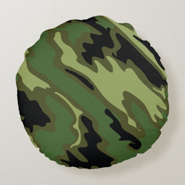 Military Camouflage Round Pillow (Back)
