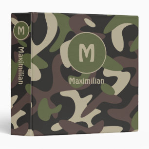 Military Camouflage Soldier Military Camo Monogram 3 Ring Binder