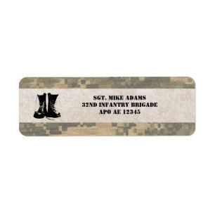 Military Camouflage with Army Combat Boots Label