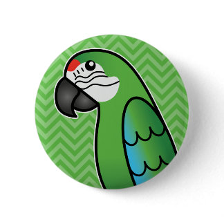 Military Cartoon Macaw Parrot Bird Button