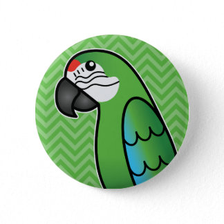 Military Cartoon Macaw Parrot Bird Button