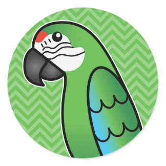 Military Cartoon Macaw Parrot Bird Classic Round Sticker