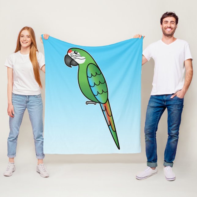 Military Cartoon Macaw Parrot Bird Fleece Blanket (In Situ)