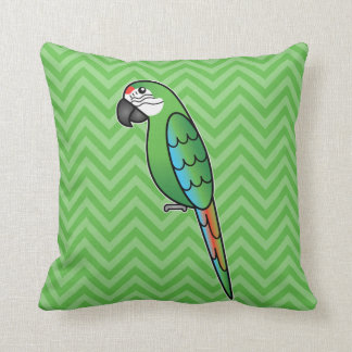Military Cartoon Macaw Parrot Bird Throw Pillow