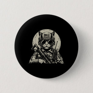 Military Cat Tactical Gear Veteran Soldier Funny G Button