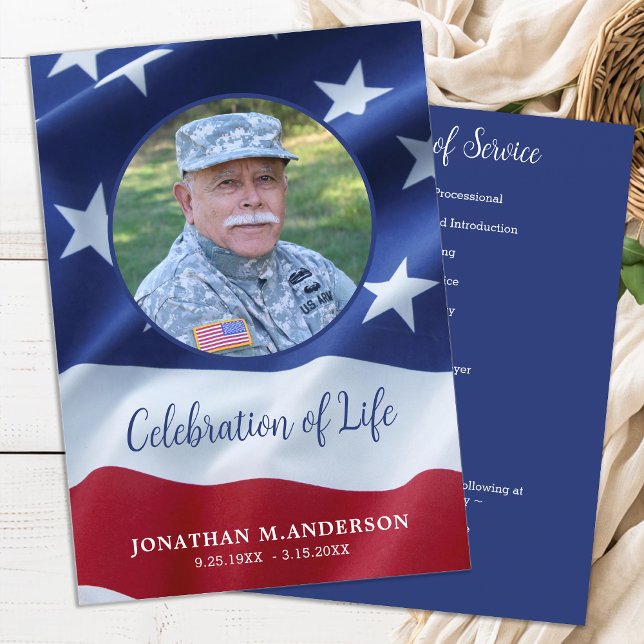 Military Celebration Of Life USA Flag Funeral Program (Creator Uploaded)