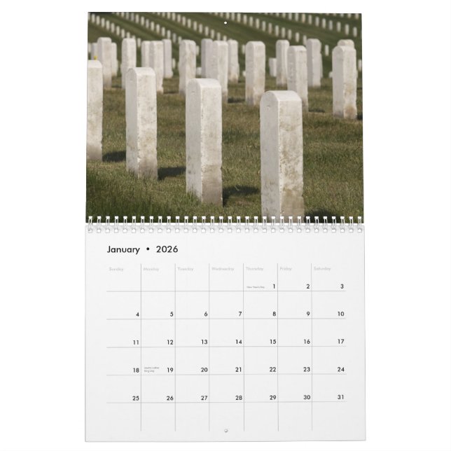 Military Cemetery Calendar (Jan 2026)