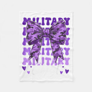Military Child Coquette Bow Purple Camoflage Camo Fleece Blanket