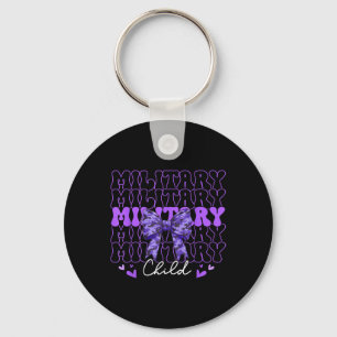 Military Child Coquette Bow Purple Up Camo Kids Bo Keychain