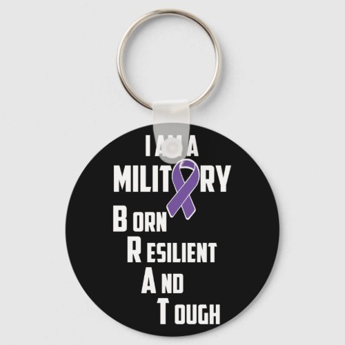 Military Child Month Purple Up Pride Brave Brat Keychain